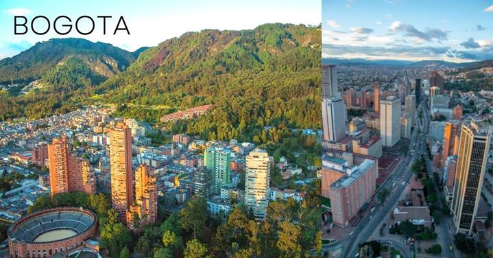 bogota downtown, buildings, mountain,