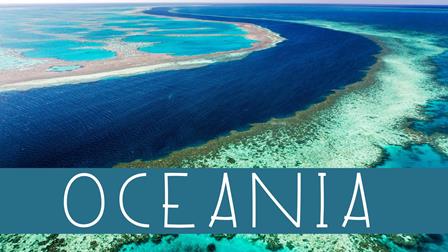 ocean photo with reefs and a text OCEANIA