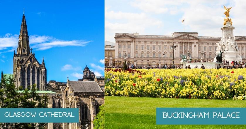 2 images - glasgow cathedral and buckingham palace - 3-Weeks in the UK and Ireland Itinerary