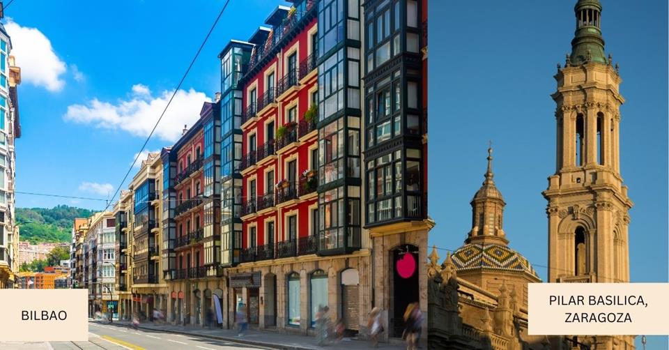 2 images - Bilbao and Pilar Basilica
