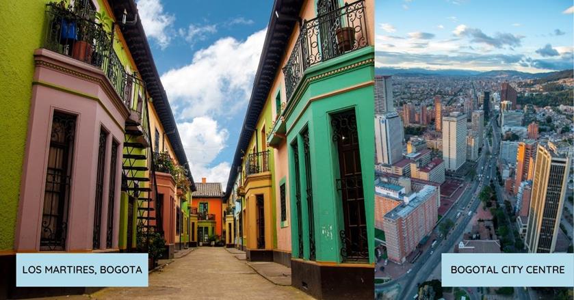 2 images - Los Martires in Bogota and Bogota City Centre