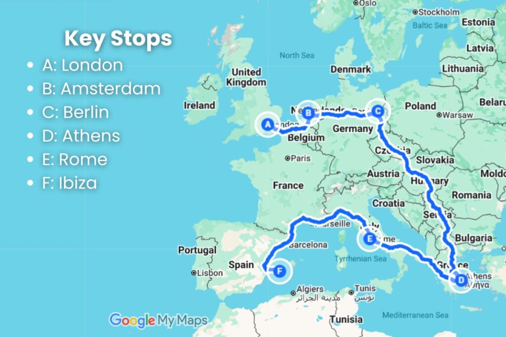 best itinerary for 3 weeks in Europe from London