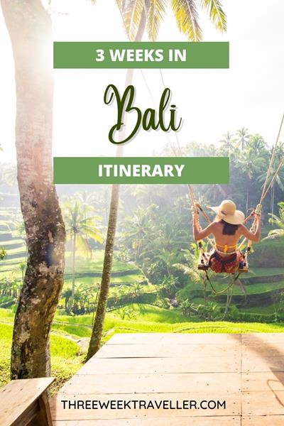 A 3-week Bali itinerary includes exploring Ubud's rice terraces and temples, relaxing on Seminyak's beaches, and diving in Nusa Penida. Experience Balinese culture in traditional villages, enjoy local cuisine, and unwind with yoga and spa retreats. via @threeweektraveller