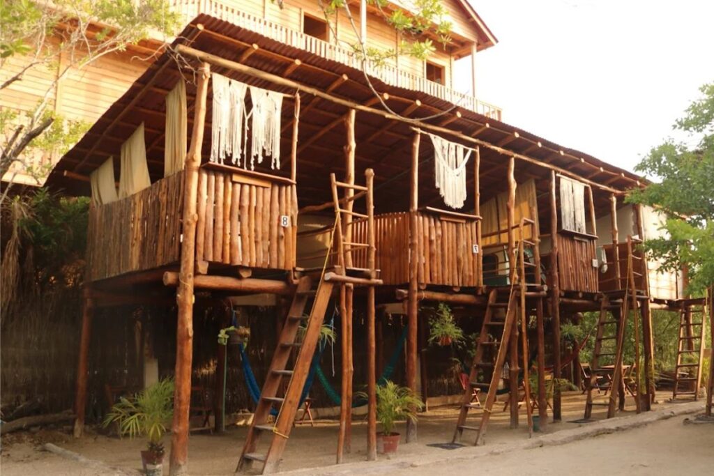 One of the best hostels in Holbox for solo travellers and backpackers, Skycamp