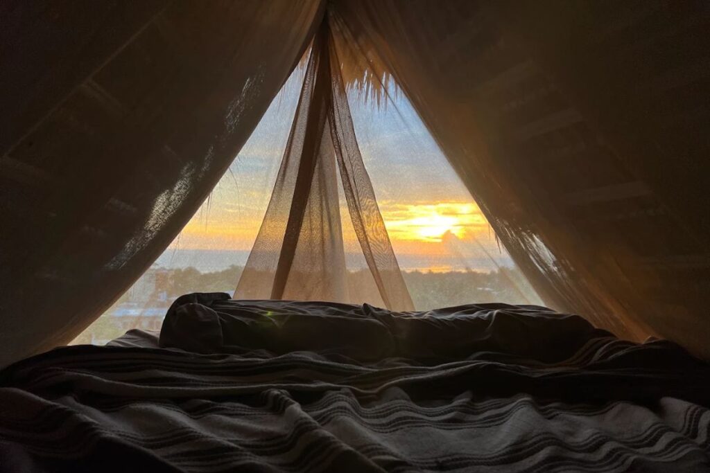Romantic view from our luxury place to stay for backpackers and solo travellers.