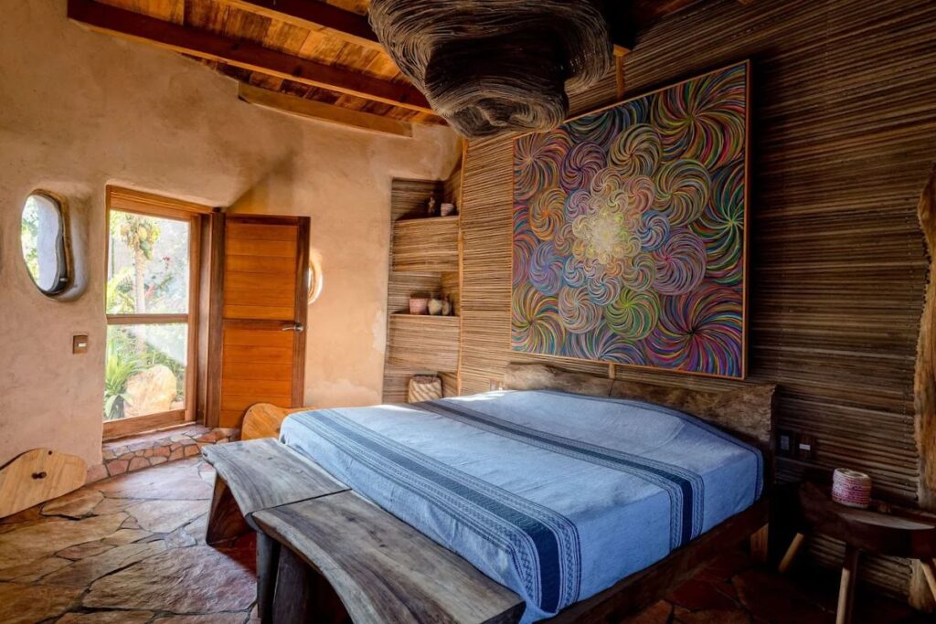 Bedroom space for our best place to stay in puerto escondido for luxury solo travellers