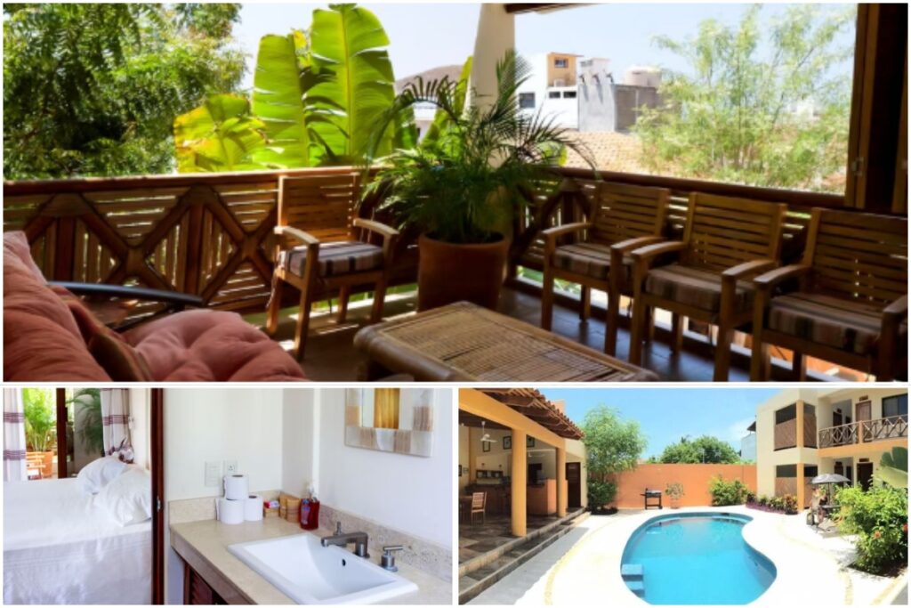 balcony and accommodation spaces for our mid range travel accommodation recommendation in Puerto Escondido for solo travellers