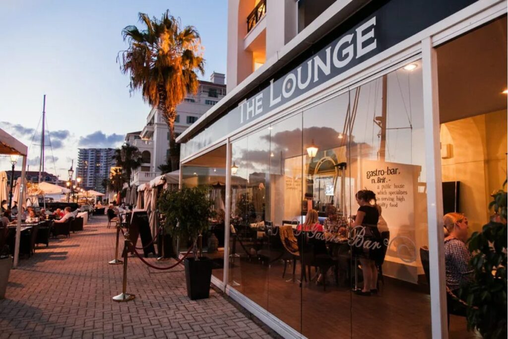 Bars along the gibraltar marina fronts