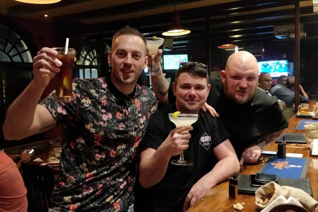 first night in Sri Lanka, grabbing a drink in Colombo.