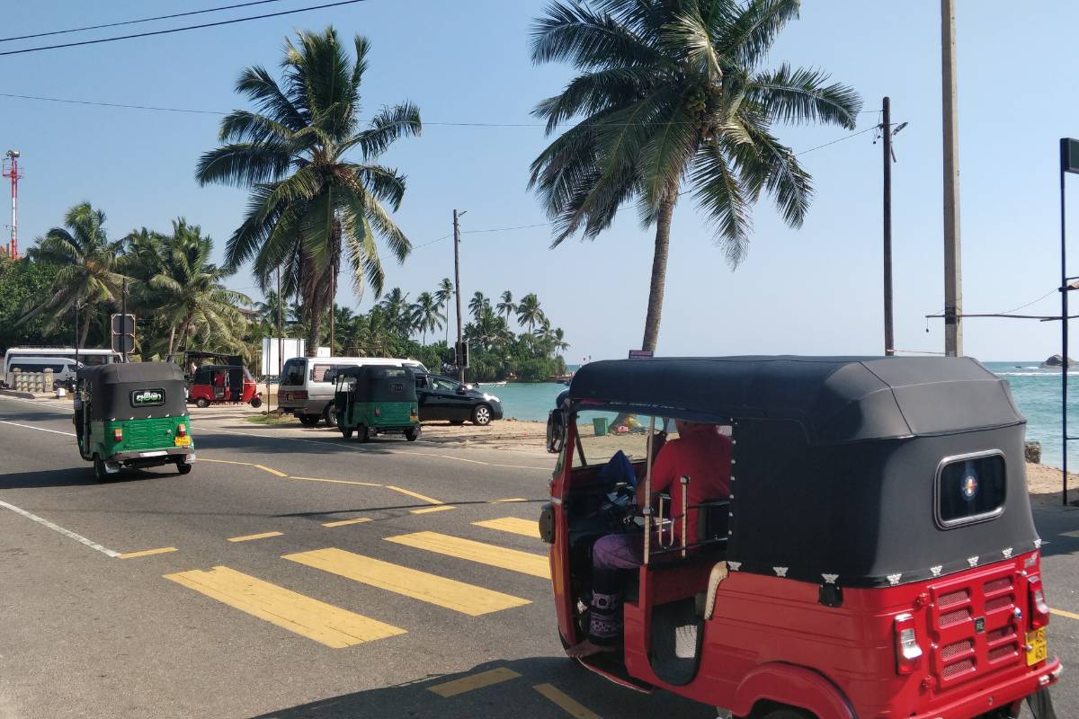 The coastal road in Dikwella, Sri Lanka by Tuk Tuk