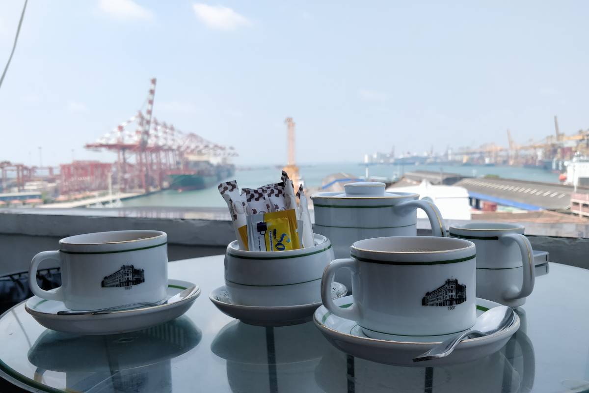 Tea overlooking the harbour in Colombo