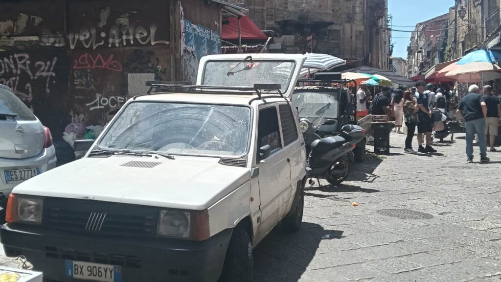 Fiat Panda's are a regular site - used for everything from commuting to running a business from. Seen here at Ballarò
