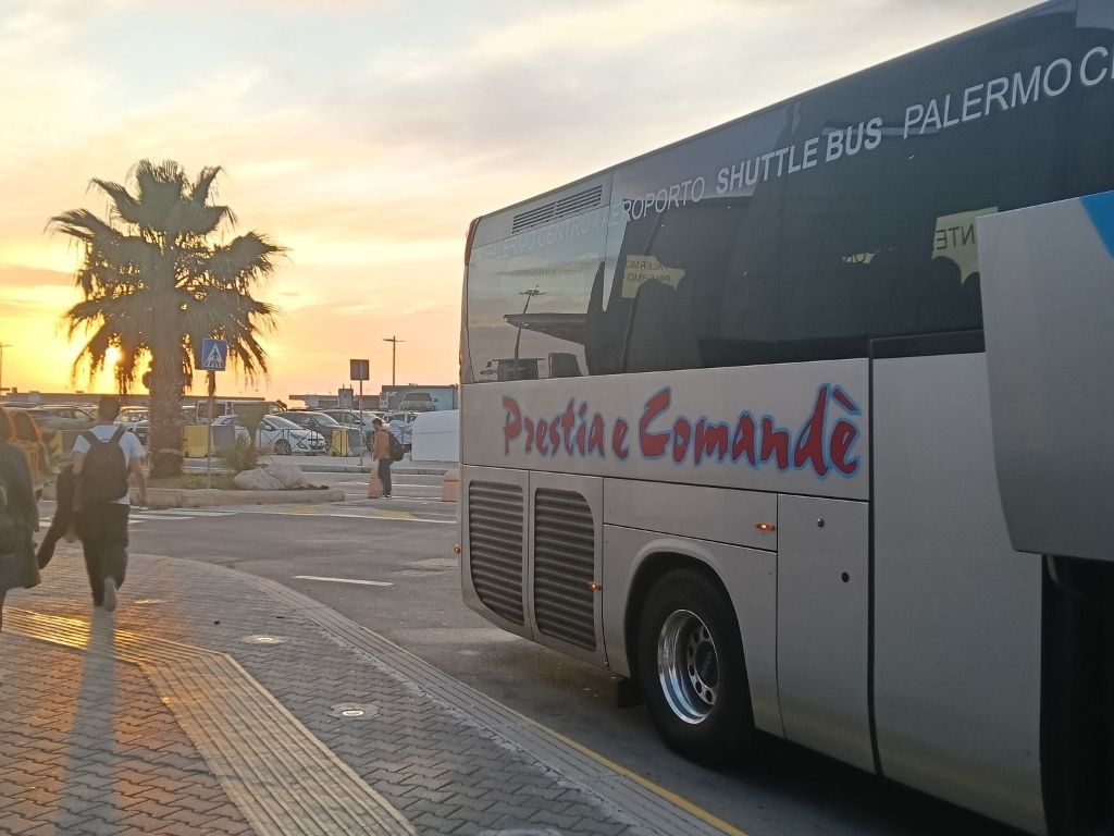 The Prestia line bus at the Palermo Airport bus terminal/stop