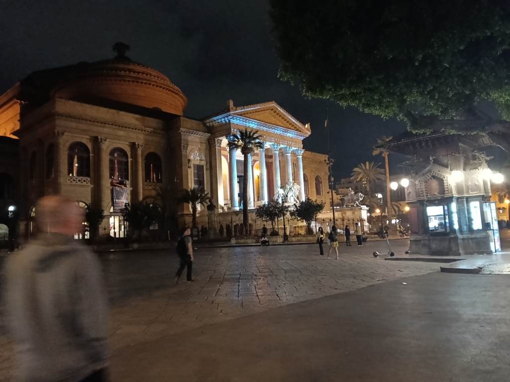 Teattro Massimo at night on Via Roma, Palermo
