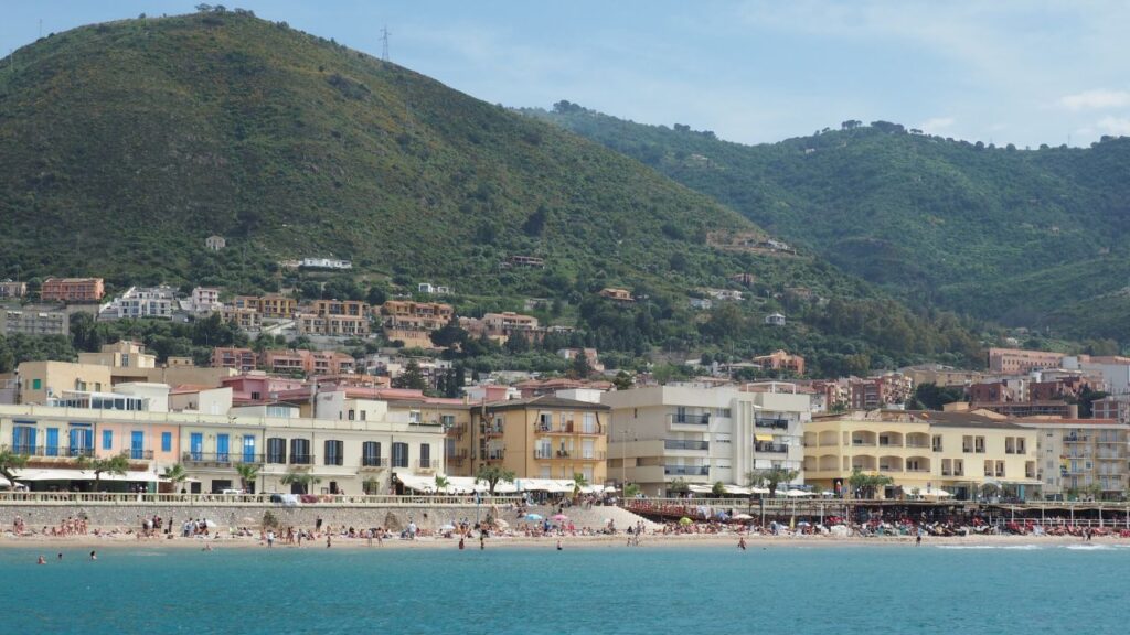 A view back to Lungomare beach in Cefalu