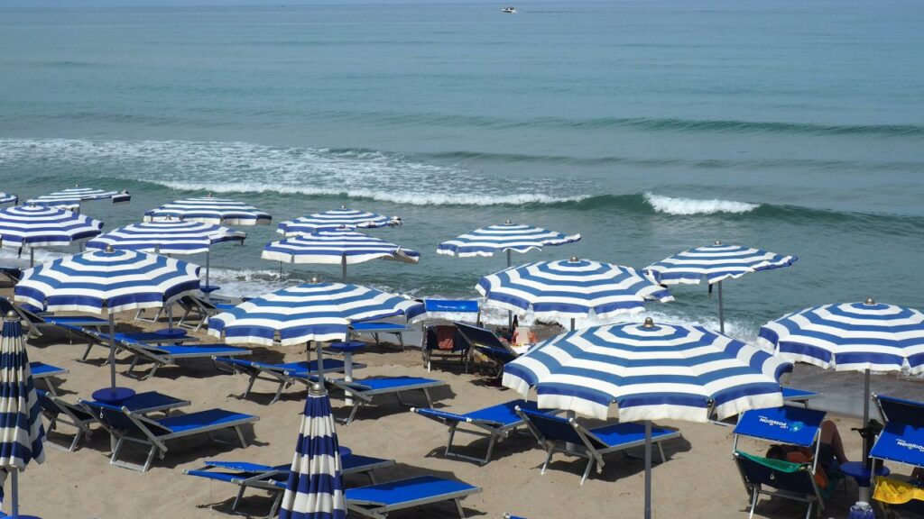 Parasols along the Lungomare beach - Cefalu