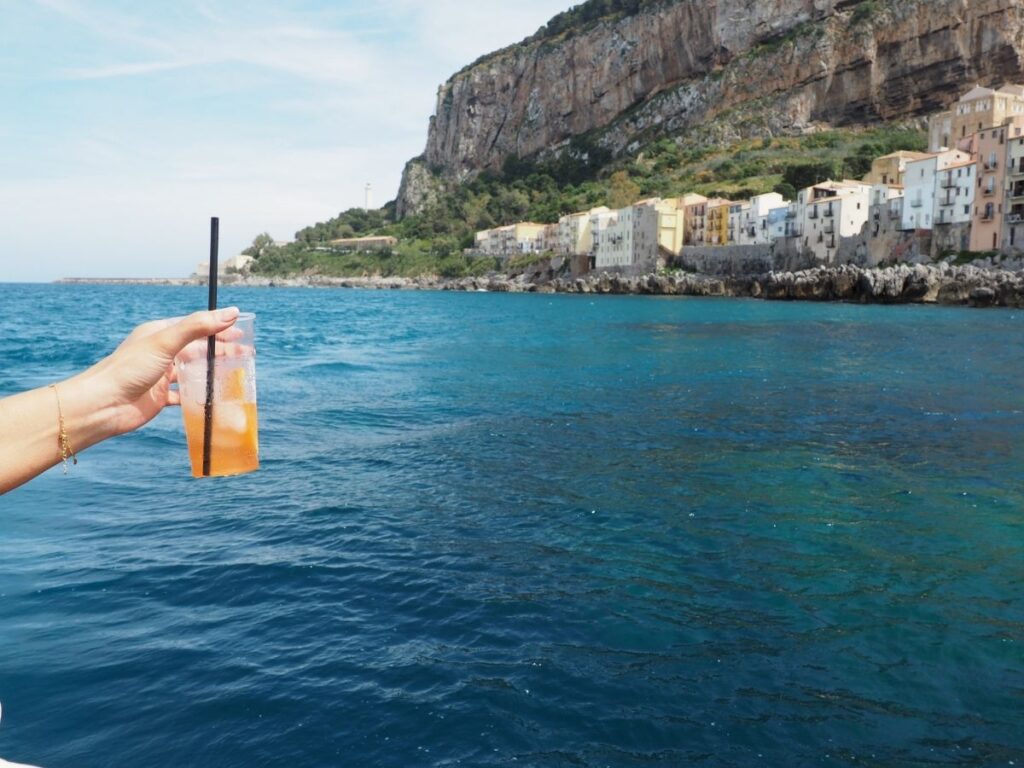 Aperol Spritz on a boat tour of Cefalu while in the town for 2 days